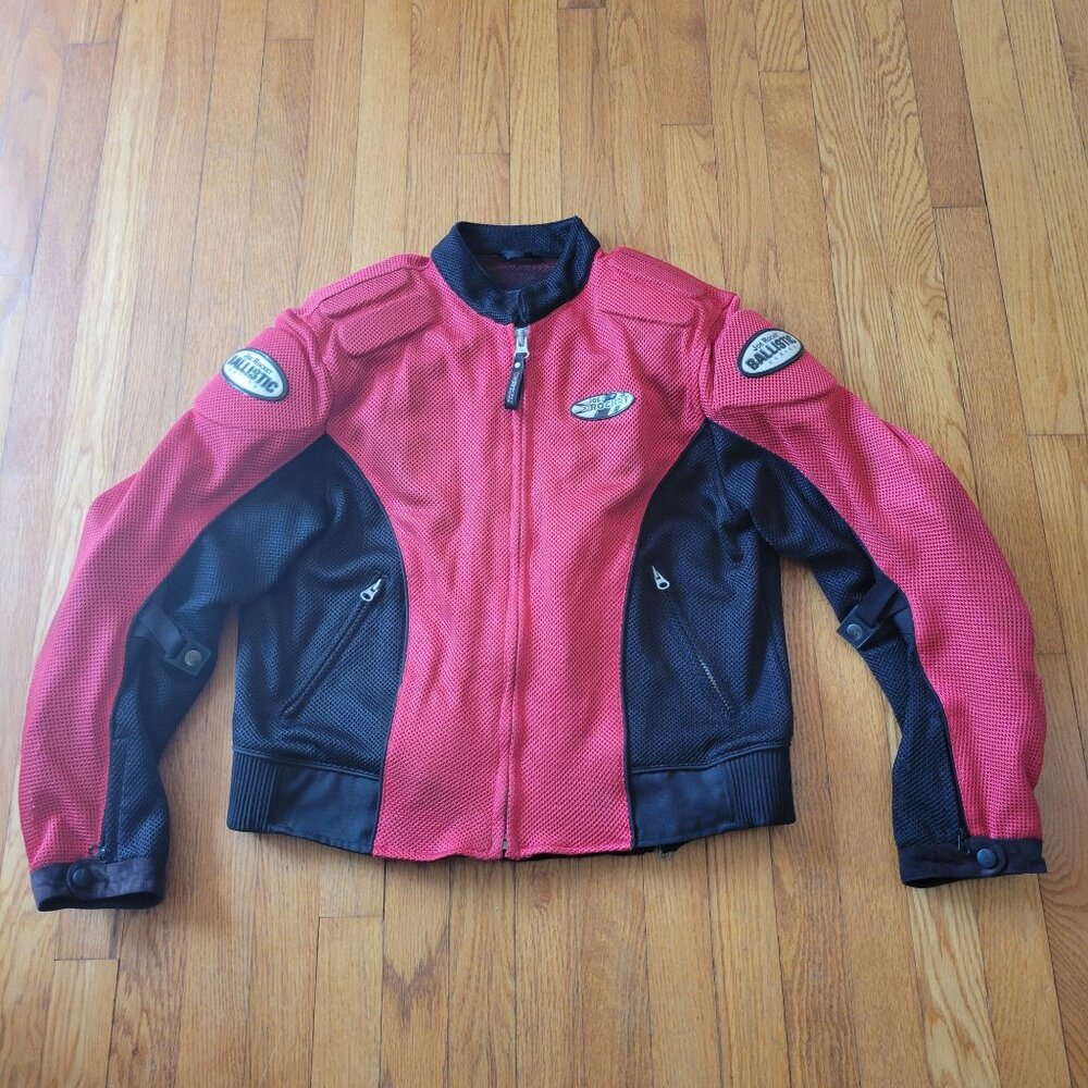 Joe Rocket XL Red Mesh Padded Armor Motorcycle Jacket Bike Touring Street Racing